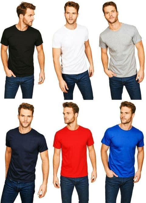 PLAIN COTTON T SHIRT CASUAL EVERYDAY WEAR SHORT SLEEVE CLASSIC ROUND NECK